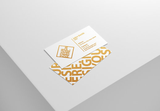 Business Cards on Gray Mockup