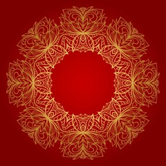 Ethnic Mandala ornament. Templates with floral frame. Vector illustration for congratulation or invitation. The front and rear side