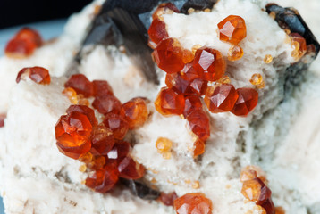 Orange crystals of spessartite garnet