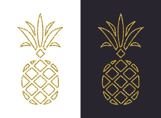 Golden Glitter Pineapple. Vector