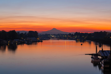 Mount Hood over Columbia River at Dawn