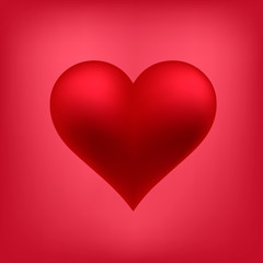Realistic heart for Valentine's day. Beautiful red heart on a red background. Vector illustration.