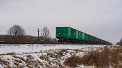 Wonderful train on the background of winter nature