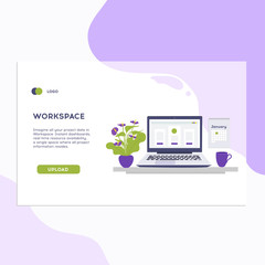 Workspace, analytics, optimization, management. Modern vector illustration concept, isolated on white background