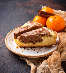 Marble cake with chocolate and orange 