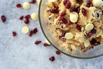 raw soft baked cranberry white chocolate cookies dough
