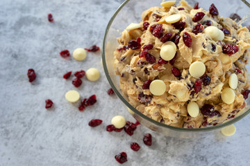 raw soft baked cranberry white chocolate cookies dough