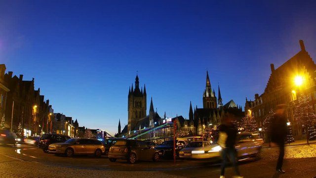 Ypres, Belgium : cityscape at christmas time