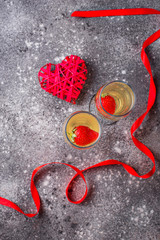 Valentines Day background.  Champagne with strawberry 