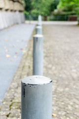 Metal posts on the street