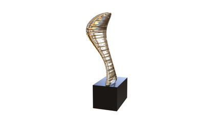 3D illustration of a modern abstract sculpture inspired by the shape of a cobra