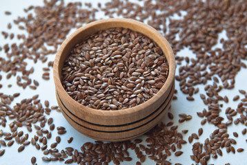 flax seed on white. closeup shot