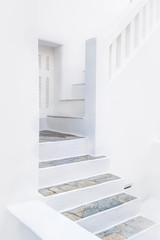 Stone stairs with railing dyed white