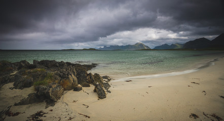 Sandbotnen bay near Fredvang, Lofoten island, Norway.