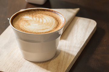 cups of coffee on the table, latte art