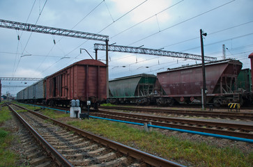 Fototapeta na wymiar freight railcars. railway transportation in Ukraine