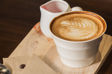 cups of coffee on the table, latte art