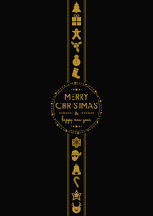 Christmas card with ornaments and wishes. Vector.