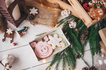 Christmas gingerbread. Cooking.