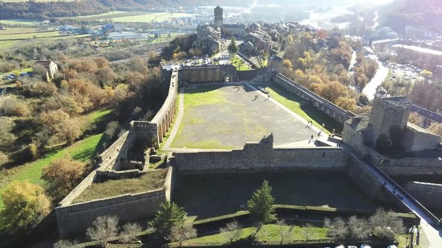 Ainsa. Village of Huesca. Aragon ,Spain. 4k Drone Video