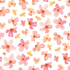 Cute Spring Flowers. Pink Flowers, Painted Watercolor Flowers. Floral