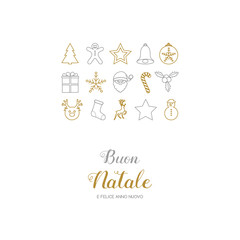 Buon Natale e Felice Anno Nuovo - italian Christmas wishes. Vector