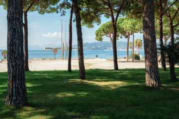 View of the Golfe Juan from the park in the French resort of Juan-les-Pins