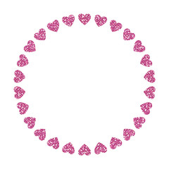 Heart Frame. Cute Pink Glitter. Vector