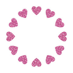 Heart Frame. Cute Pink Glitter. Vector