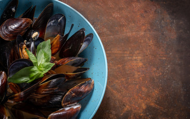 Seafood mussels in cream sauce