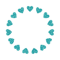 Heart Frame. Cute Turquoise Glitter. Vector