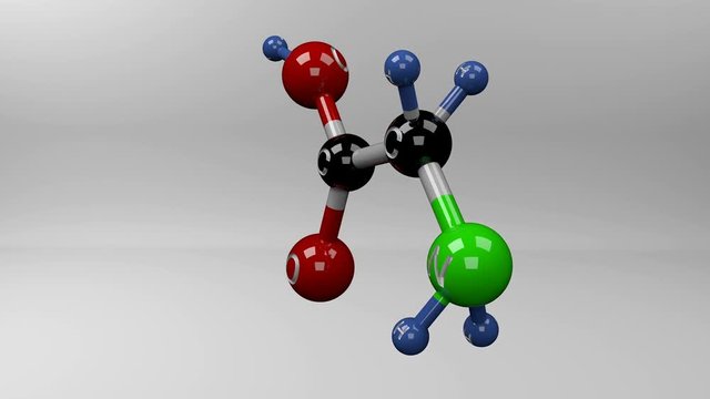 Glycine molecule. Molecular structure of glycine, non essential glucogenic amino acid,important component and precursor for many macromolecules in the cells.