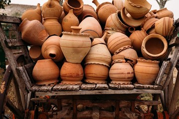 Fototapeta na wymiar Turkish traditional clay pot decoration in Cappadocia