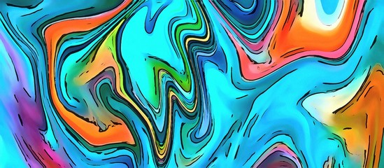 Unusual watercolor abstract background. Surreal lines and swirls. Bright colors design.