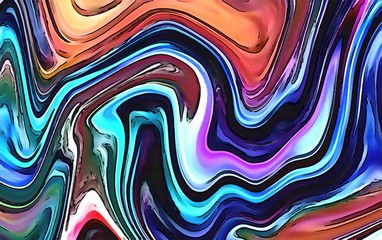 Unusual watercolor abstract background. Surreal lines and swirls. Bright colors design.