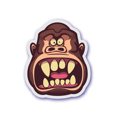 Evil monkey sticker. Isolated vector illustration.