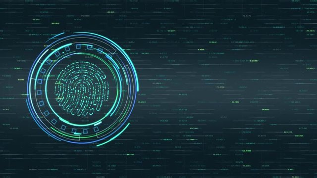 futuristic interface with fingerprint scanner (3d render)