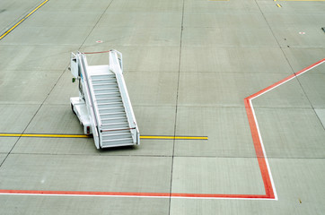 Gangway of airplan at the airport. concept of traveling and waiting for flight at the airport and...