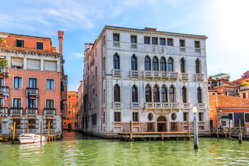 Narrow venetian channel near Garzoni Palace on the Grand Canal o