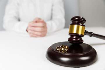Judge gavel deciding on marriage divorce