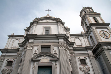 Fototapeta na wymiar The facade of the Basilica Santa Maria della Sanità, Naples, Italy