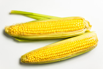 Corn isolated on white background, with shadow