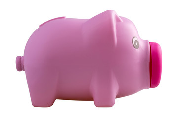 pink piggy bank isolated on white background