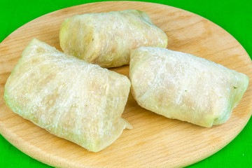 The meat frozen semi-finished stuffed cabbages