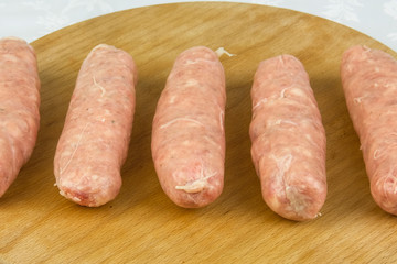 The meat frozen semi-finished for friing sausages