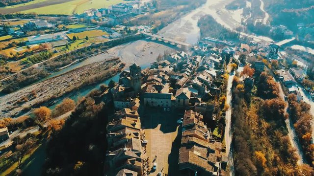Ainsa. Village of Huesca. Aragon ,Spain. 4k Drone Video
