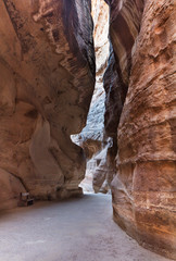 inside in narrow canyon in Jordan