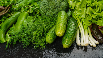 Close up of various colorful raw vegetables