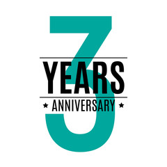 Template Logo 3 Years Anniversary Vector Illustration