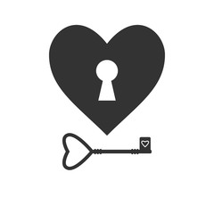 Heart, keyhole, love icon. Vector illustration, flat design.